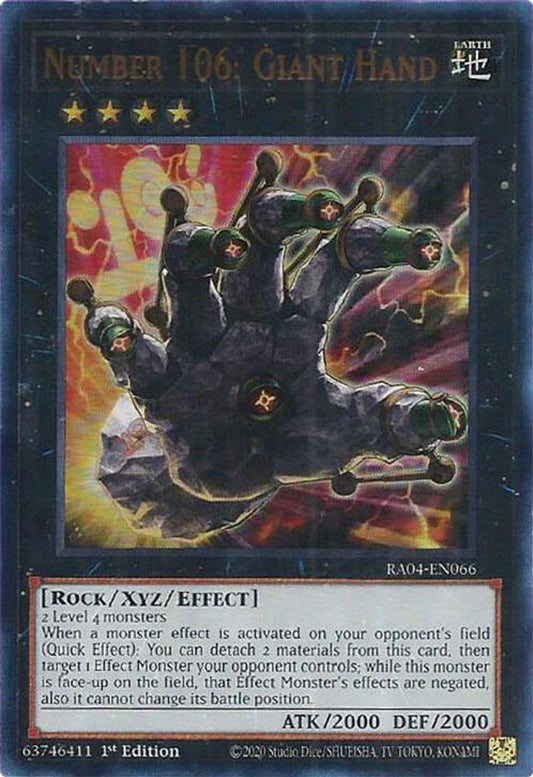 RA04-EN066 * Number 106: Giant Hand * Ultra Rare * Quarter Century Stampede