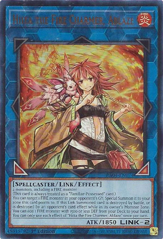 RA04-EN074 * Hiita The Fire Charmer Ablaze * Ultra Rare * Quarter Century Stampede