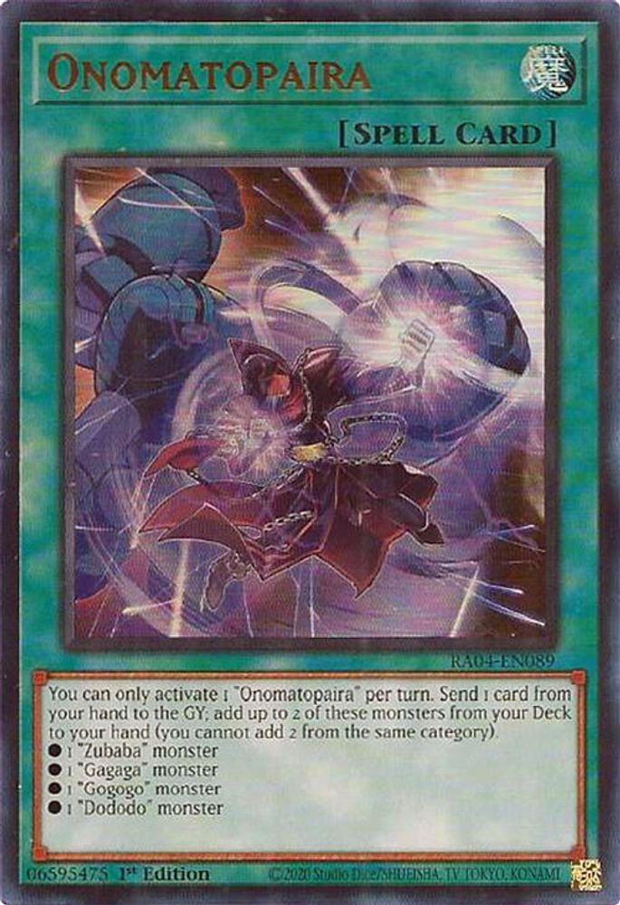RA04-EN089 * Onomatopaira * Ultra Rare * Quarter Century Stampede