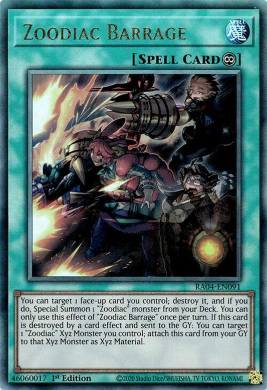Zoodiac Barrage * Prismatic Ultimate Rare * RA04-EN091