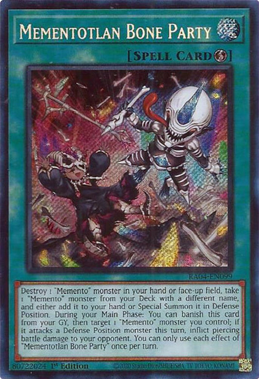 RA04-EN099 * Mementotlan Bone Party * Secret Rare * Quarter Century Stampede