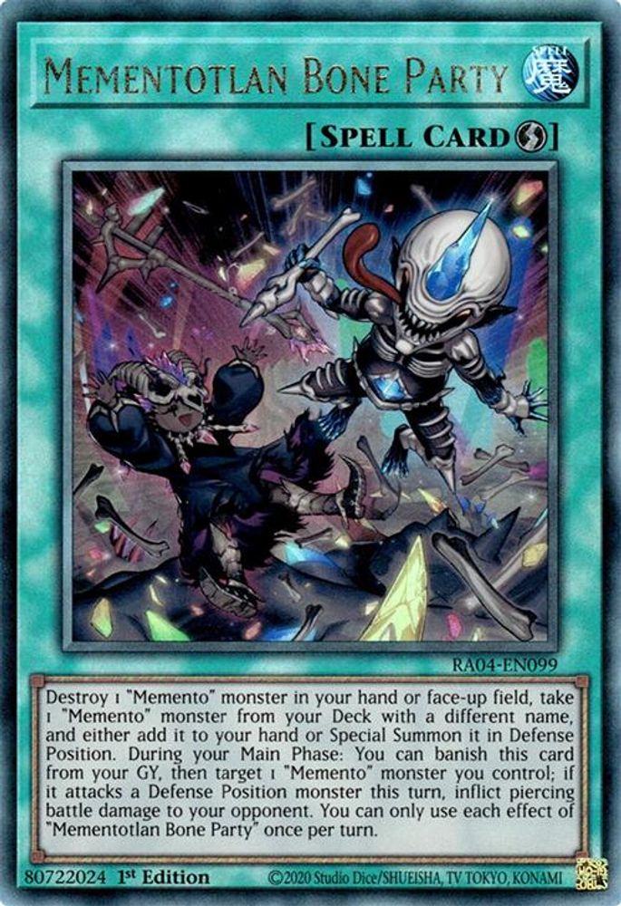 RA04-EN099 * Mementotlan Bone Party * Prismatic Ultimate Rare * Quarter Century Stampede