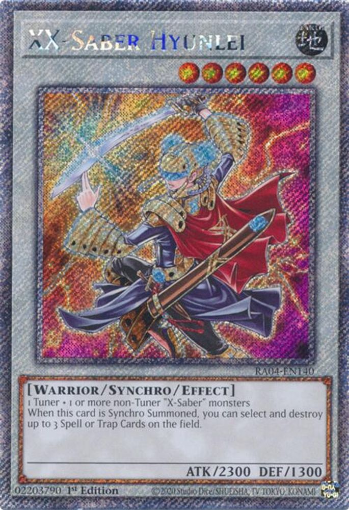 RA04-EN140 * XX-Saber Hyunlei * Platinum Secret Rare * Quarter Century Stampede