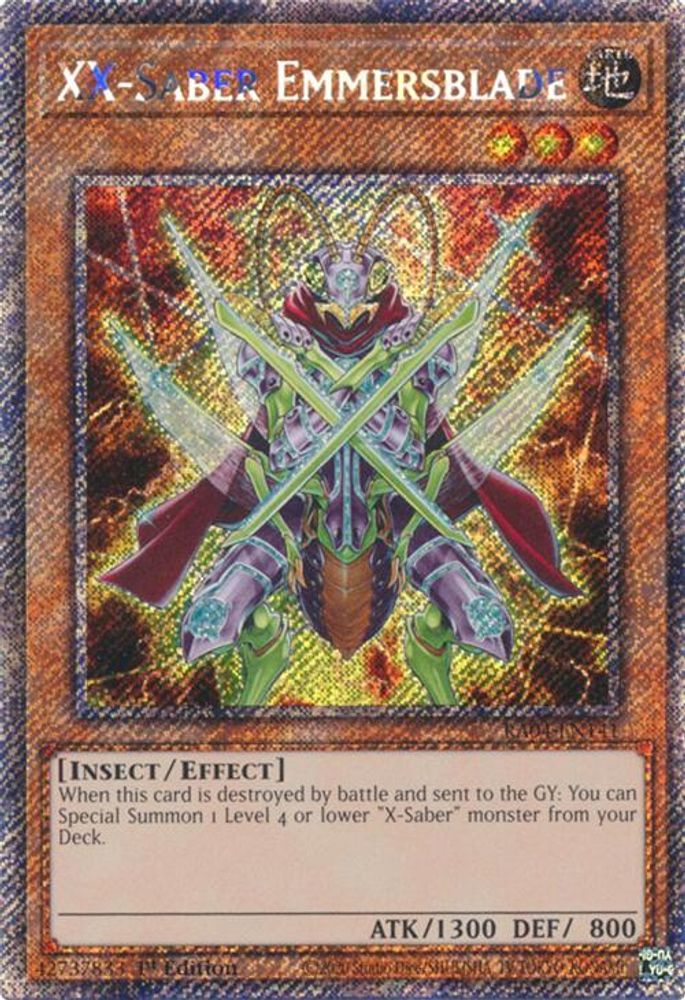 RA04-EN141 * XX-Saber Emmersblade * Platinum Secret Rare * Quarter Century Stampede