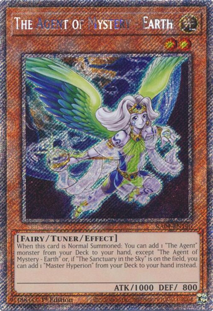 RA04-EN146 * The Agent Of Mystery - Earth * Platinum Secret Rare * Quarter Century Stampede