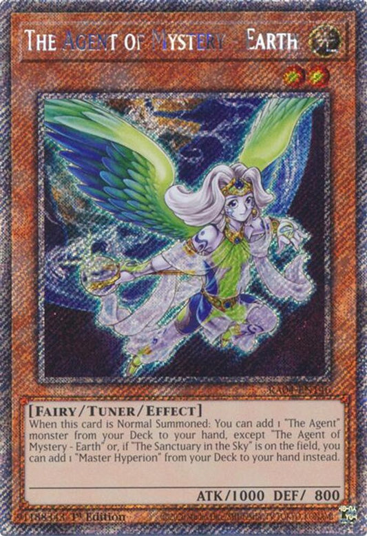 RA04-EN146 * The Agent Of Mystery - Earth * Platinum Secret Rare * Quarter Century Stampede