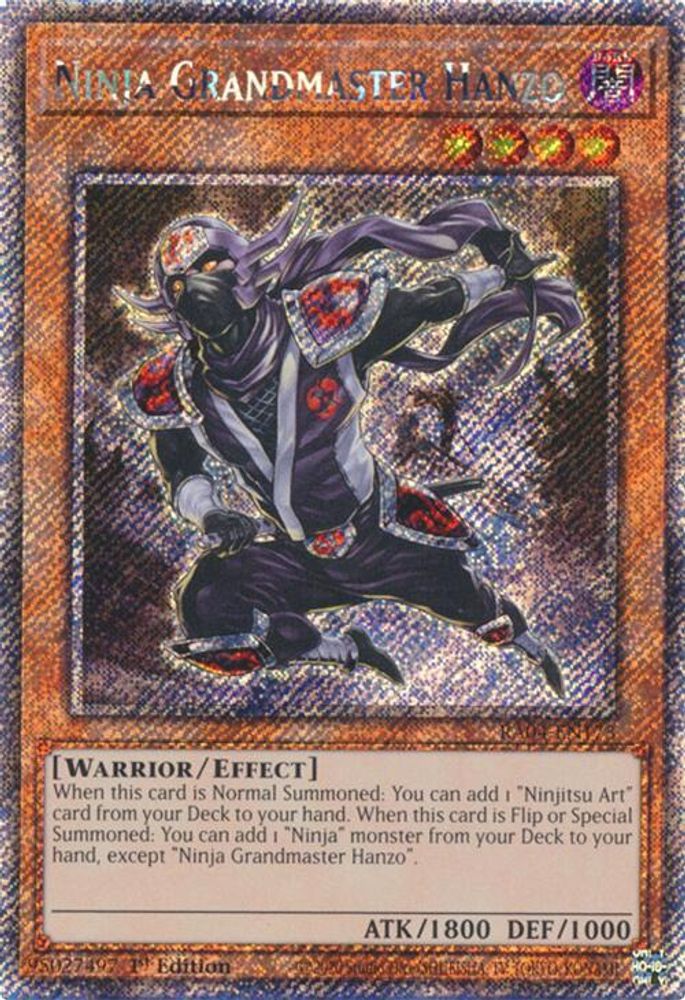 RA04-EN173 * Ninja Grandmaster Hanzo * Platinum Secret Rare * Quarter Century Stampede