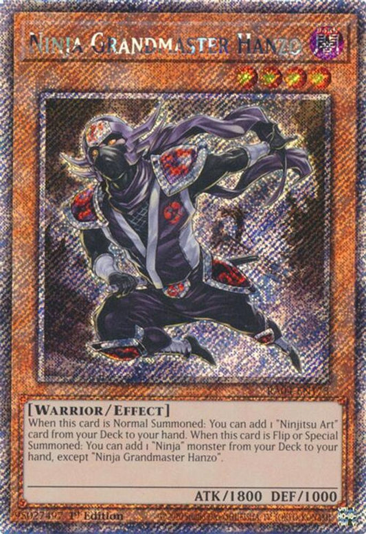 RA04-EN173 * Ninja Grandmaster Hanzo * Platinum Secret Rare * Quarter Century Stampede