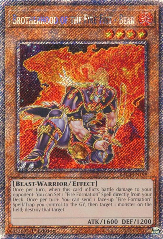 Brotherhood Of The Fire Fist Bear * Platinum Secret Rare * * RA04-EN198