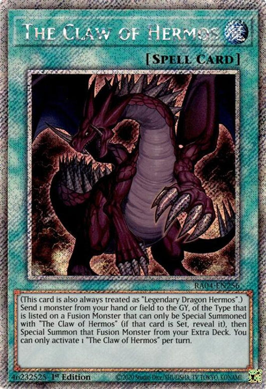 RA04-EN256 * The Claw of Hermos * Platinum Secret Rare * Quarter Century Stampede
