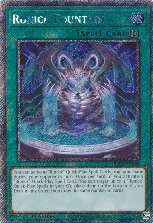 RA04-EN296 * Runick Fountain * Platinum Secret Rare * Quarter Century Stampede