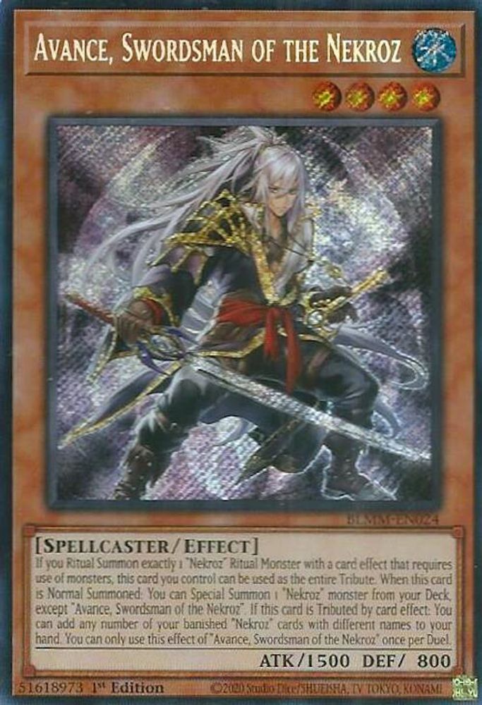 BLMM-EN024 * Avance, Swordsman of the Nekroz * Secret Rare * Battles of Legend: Monster Mayhem