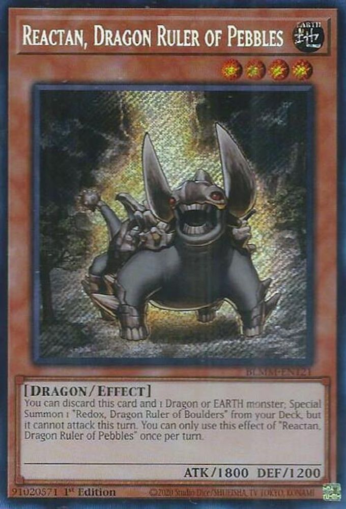 BLMM-EN121 * Reactan, Dragon Ruler of Pebbles * Secret Rare * Battles of Legend: Monster Mayhem