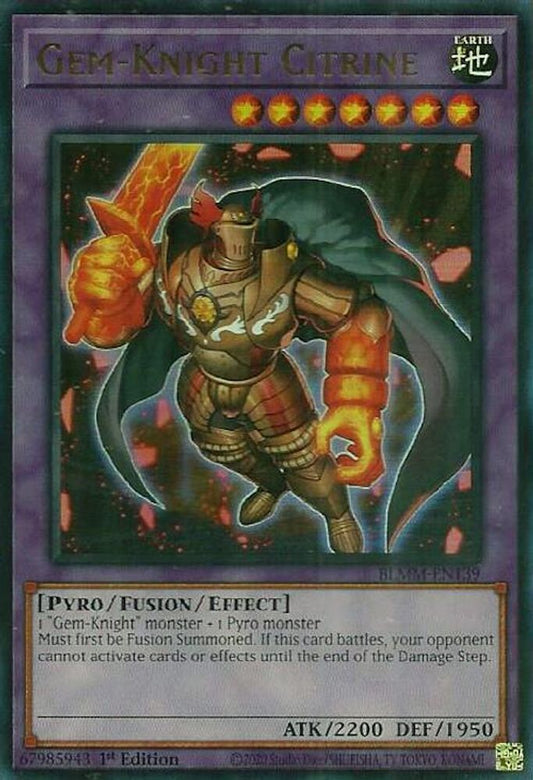 BLMM-EN139 * Gem-Knight Citrine * Ultra Rare * Battles of Legend: Monster Mayhem