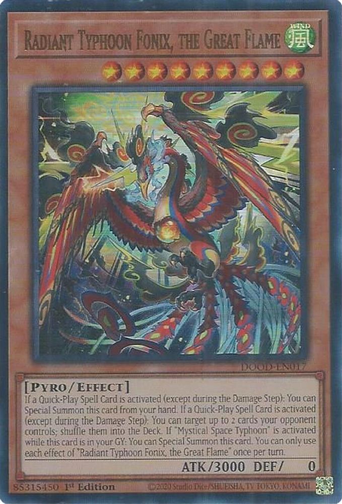 Radiant Typhoon Fonix, the Great Flame * Ultra Rare * DOOD-EN017