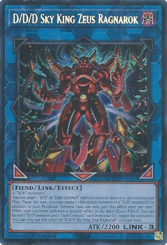 DOOD-EN049 * D/D/D Sky King Zeus Ragnarok * Secret Rare * Doom of Dimensions