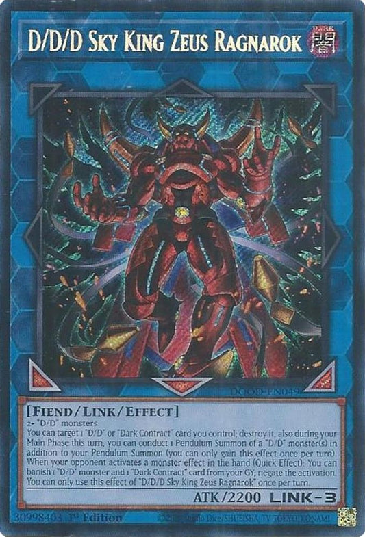 DOOD-EN049 * D/D/D Sky King Zeus Ragnarok * Secret Rare * Doom of Dimensions