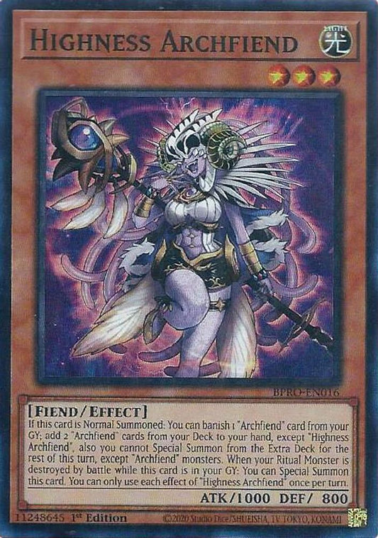 Highness Archfiend * Super Rare * BPRO-EN016
