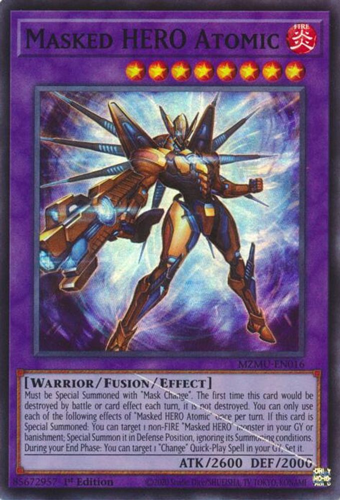 MZMU-EN016 * Masked HERO Atomic * Super Rare * Maze of Muertos