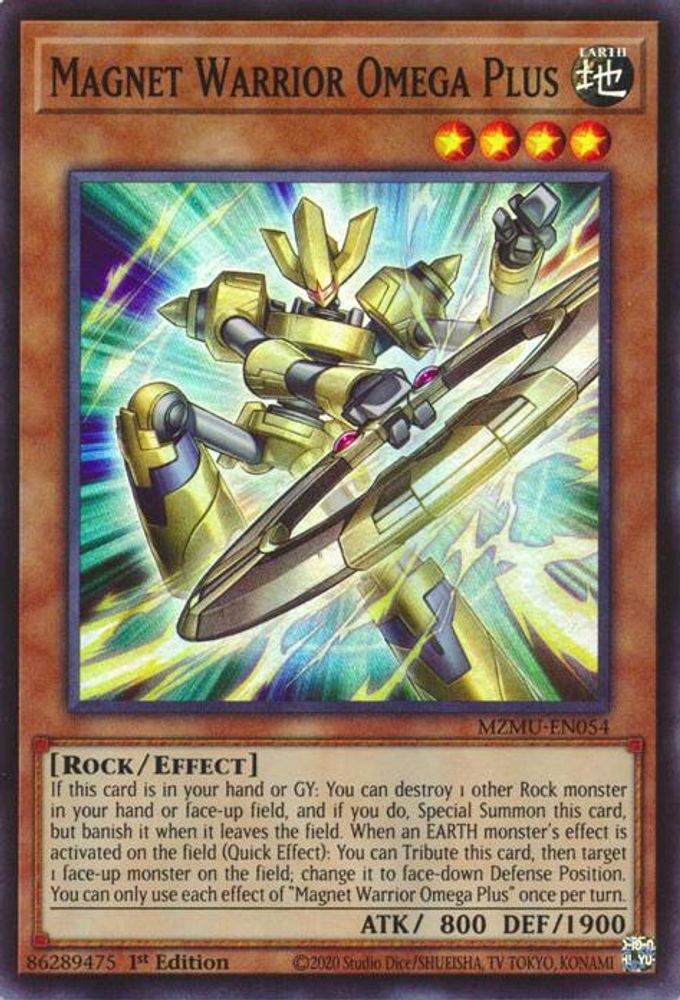 MZMU-EN054 * Magnet Warrior Omega Plus * Super Rare * Maze of Muertos