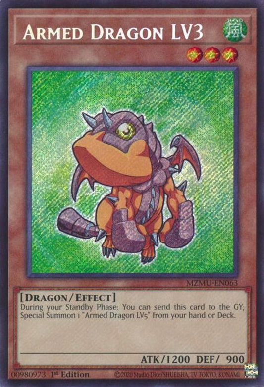 MZMU-EN063 * Armed Dragon LV3 * Secret Rare * Maze of Muertos