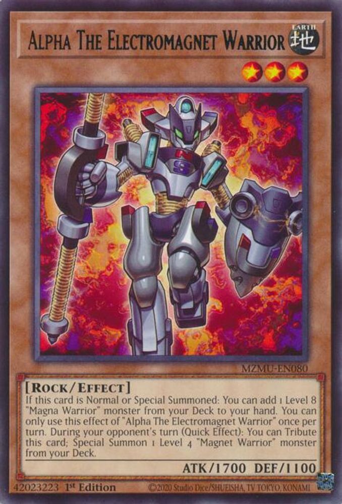 MZMU-EN080 * Alpha The Electromagnet Warrior * Rare * Maze of Muertos