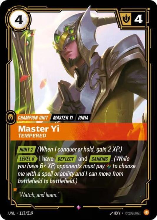 113/219 - Master Yi, Tempered (Foil) - Rare - Unleashed