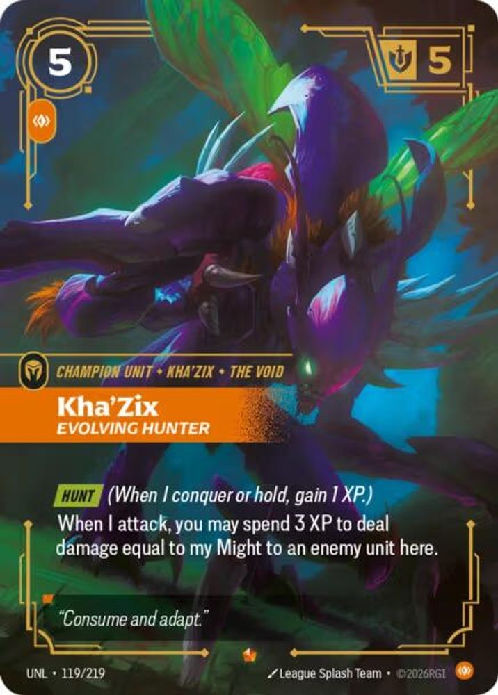 119/219 - Kha'Zix, Evolving Hunter (Foil) - Epic - Unleashed