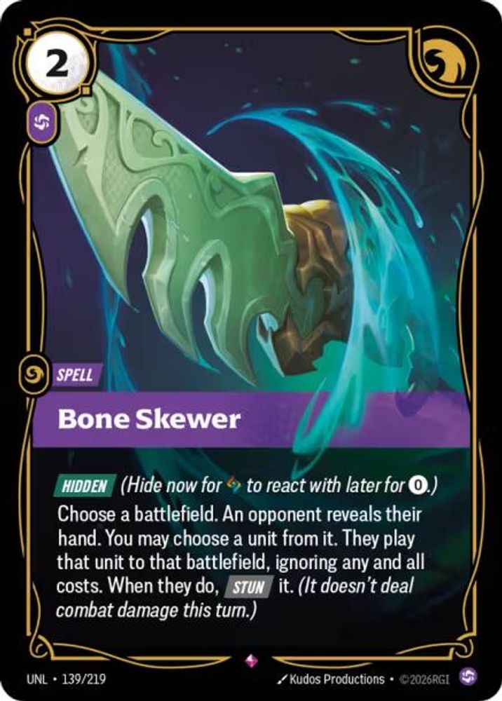 139/219 - Bone Skewer (Foil) - Rare - Unleashed