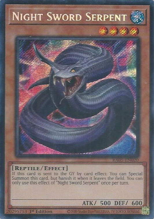 RA05-EN020 * Night Sword Serpent * Secret Rare * Rarity Collection 5