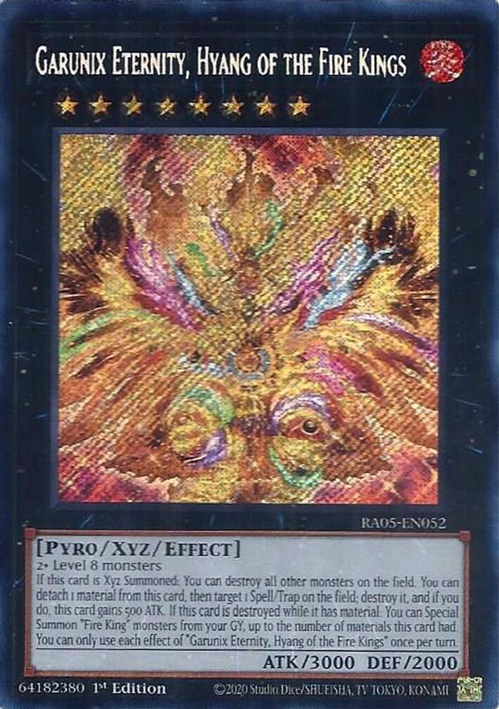 RA05-EN052 * Garunix Eternity, Hyang of the Fire Kings * Secret Rare * Rarity Collection 5