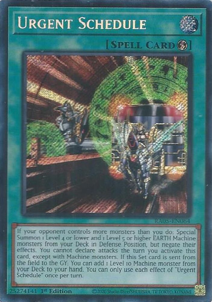 RA05-EN064 * Urgent Schedule * Secret Rare * Rarity Collection 5