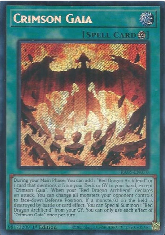 RA05-EN070 * Crimson Gaia * Secret Rare * Rarity Collection 5