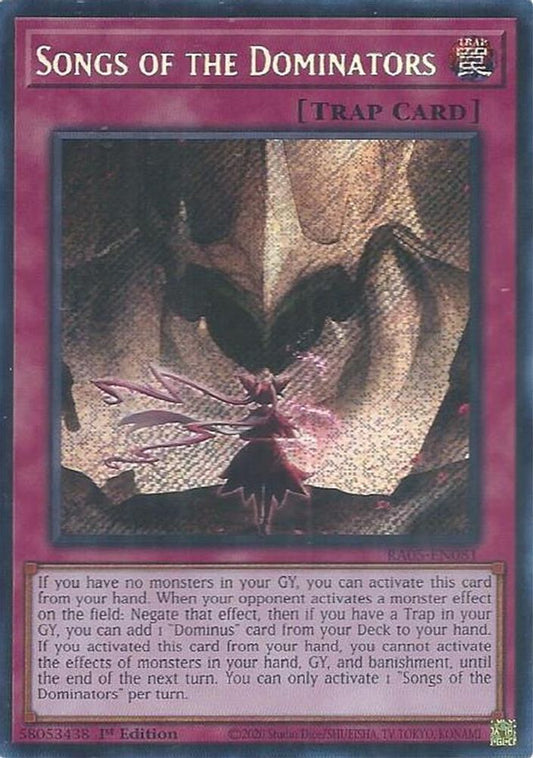 RA05-EN081 - Songs of the Dominators - Secret Rare - Rarity Collection 5