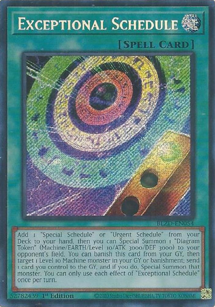 BLZD-EN054 - Exceptional Schedule - Secret Rare - Blazing Dominion