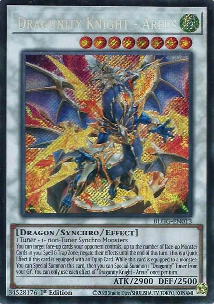 BLGG-EN013 - Dragunity Knight - Areus - Secret Rare - Battles of Legend: Glorious Gallery
