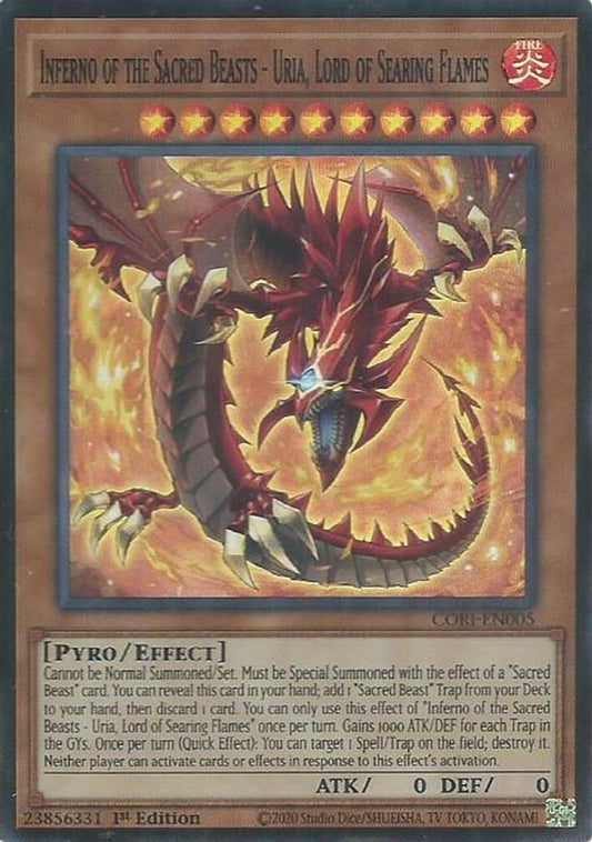 CORI-EN005 * Inferno of the Sacred Beasts - Uria, Lord of Searing Flames * Super Rare * Chaos Origins