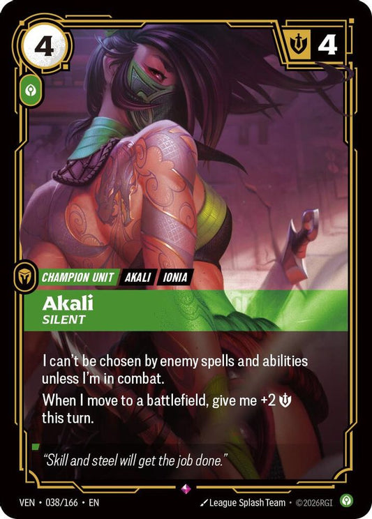 038/166 * Akali, Silent (Foil) * Rare * Vendetta