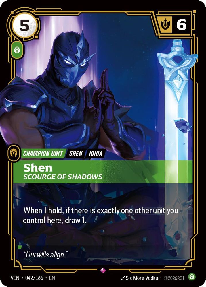 042/166 * Shen, Scourge of Shadows (Foil) * Rare * Vendetta