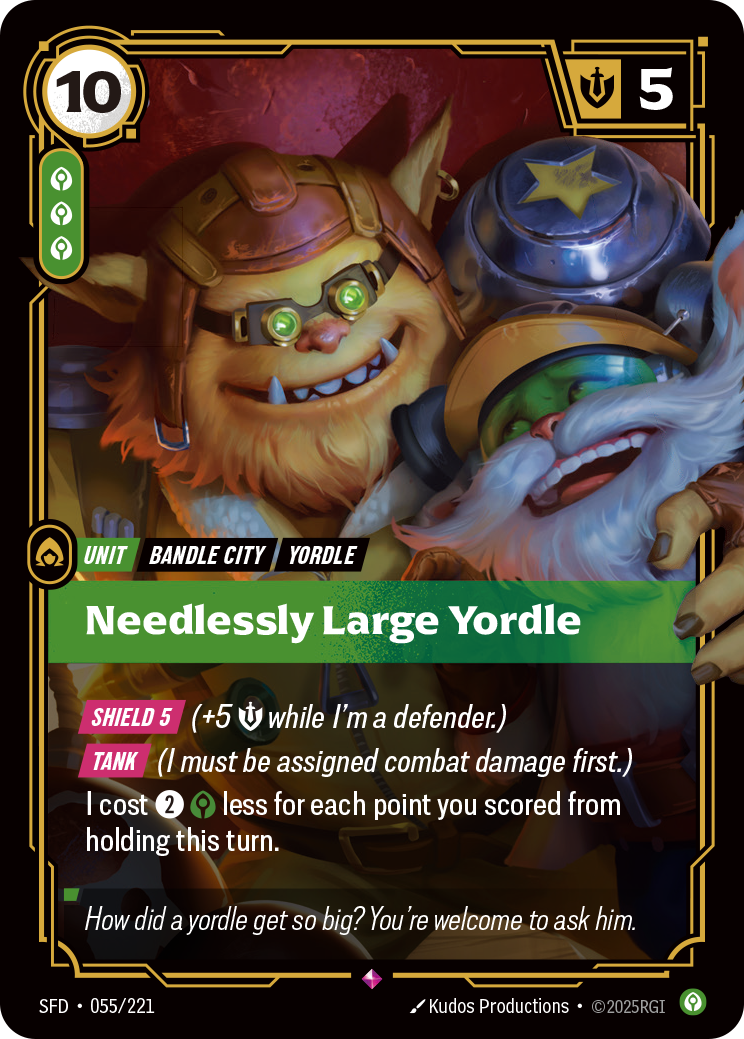 Needlessly Large Yordle — Rare SFD-055, carta Riftbound