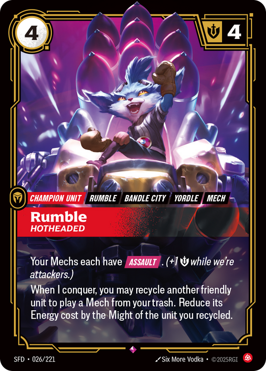 Rumble, Hotheaded * Rare * SFD-026