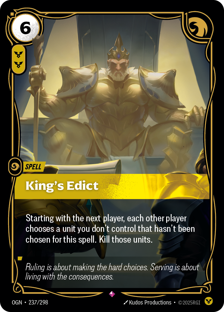 King's Edict — Rare OGN-237, carta Riftbound